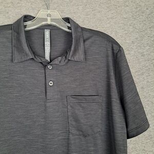 VUORI Men's Black Heathered Polo Performance Short Sleeve Shirt Medium